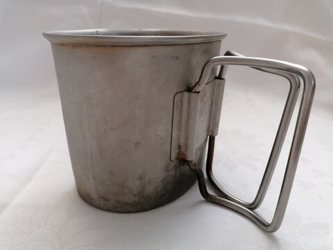 Crusader Cup Or Mug. Tin Metal Stainless Army Mug For Survival Kits And Forces