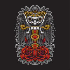 Illustration of a mask rangda indonesian balinese culture