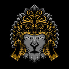lion king head illustration with ornament