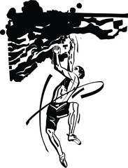 the vector illustration of the rock climbing athlete