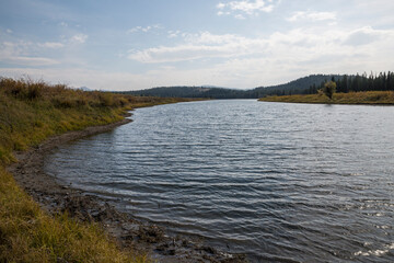 Landscape view of the fall colors in Grand Teton National Park (Wyoming).