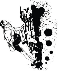 the vector illustration of the rock climbing athlete