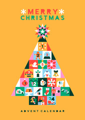 Christmas folk pine tree icon advent calendar