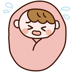 おくるみで泣く赤ちゃん_ピンク