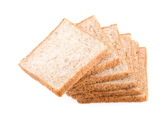 sliced of whole wheat bread isolated on white background