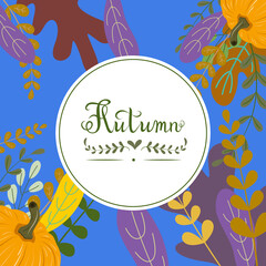 Fototapeta na wymiar Beautiful autumn leaves pumpkin card, great design for any purposes.