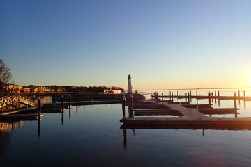 Fototapeta premium Sunset at lighthouse in Rockwall Texas