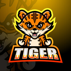 Tiger mascot esport logo design © frescostudio