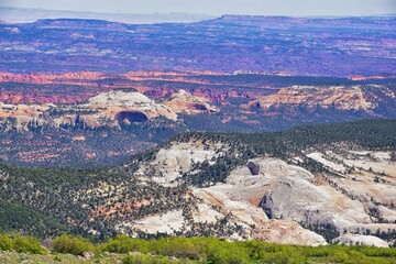 Fototapeta premium Boulder Mountain Homestead Overlook views from Scenic Byway Highway 12 near Grand Staircase-Escalante National Monument between Boulder and Torrey off Highway 12 in Southern Utah. United States.