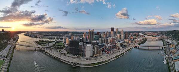 panorama pittsburgh city - aerial