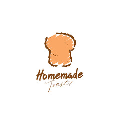 Homemade bakery toasted bread logo in scribble doodle style illustration icon symbol