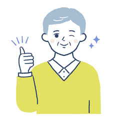 いいねポーズをするシニア男性