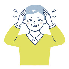 慌てるシニア男性