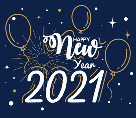 Fototapeta na wymiar Happy new year 2021 with balloons design, Welcome celebrate and greeting theme Vector illustration
