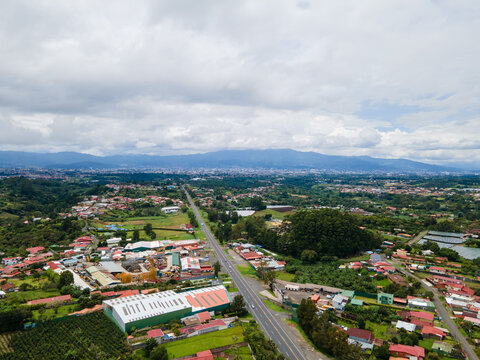 Aerial View of Ruta 32, San Luis, Heredia and San Jose, Costa Rica