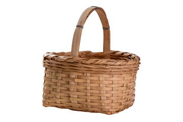Fototapeta na wymiar an old basket made with bamboo on white background