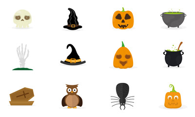Set of halloween icons. Halloween holiday - Vector