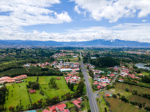 Aerial View of Ruta 32, San Luis, Heredia and San Jose, Costa Rica