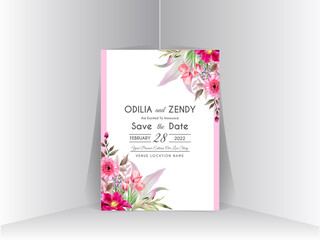 elegant and beautiful wedding invitation card with floral hand drawn