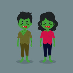 Couple Character Wearing Halloween Costum