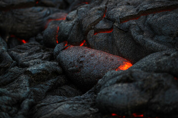  Kīlauea volcano's Pāhoehoe lava flow, Big island Hawaii. Lava is molten or partially molten rock (magma) . 2018 February