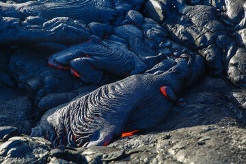 Volcanic lava flow, Hawaii