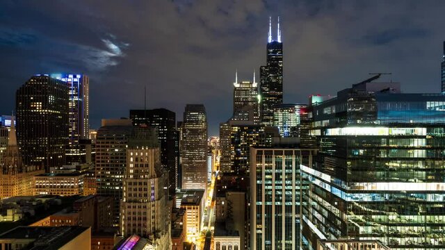 Downtown Chicago - Nighttime Time Lapse
