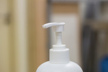 Fototapeta na wymiar closeup view of a hand sanitizer to kill germs and reduce bacteria