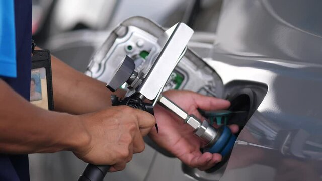 Fuel up the natural gas vehicle (NGV) at the station.