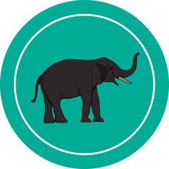Obraz premium elephant walking in green circle, graphics design vector Illustration for logo