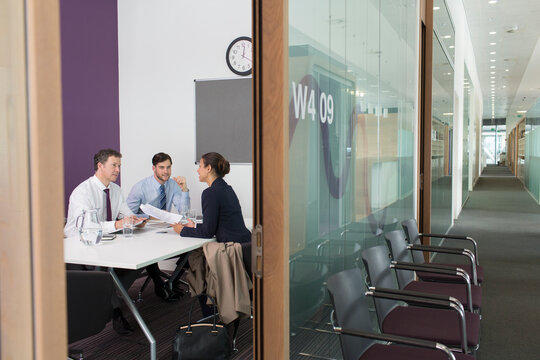 Businesswoman interviewing for job in conference room