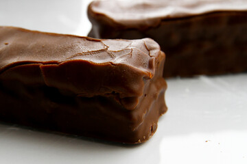 Chocolate bar on white background
