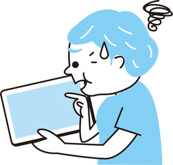 シニア女性　iPad　わからない　もやもや