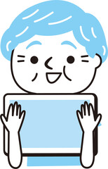 シニア女性　iPad　楽しい