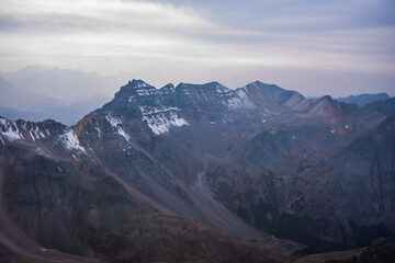Mountain landscape tilt-shift giving miniature effect