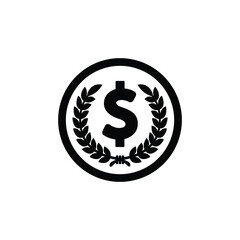 Dollar coin icon vector isolated on white, logo sign and symbol.