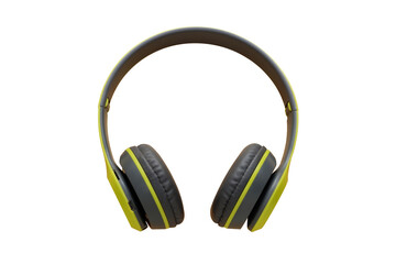 Pastel color headphones isolated on white background, Modern electronic gadgets