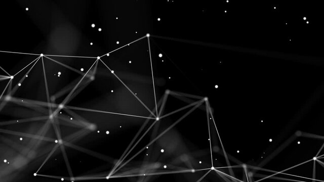 Abstract Loop plexus geometrical shapes. Connection and web concept. Digital, communication and technology network background with moving lines and dots. Medical, Science, Technology, Chemistry