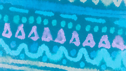 Teal Boho Embroidery. Turquoise Carpet Texture. 