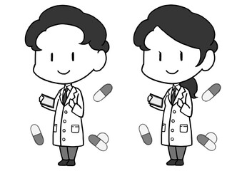 お医者さん　モノクロver.