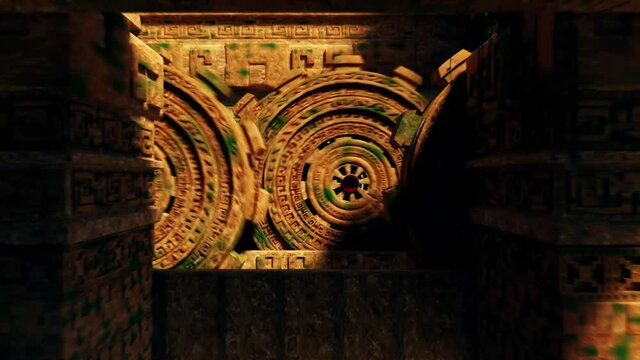 Tunneling through an ancient temple, seamless loop