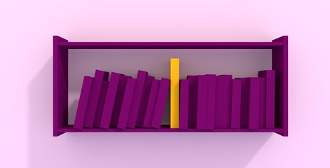Abstract bookshelf. Illustration of business leadership. 3d rendering