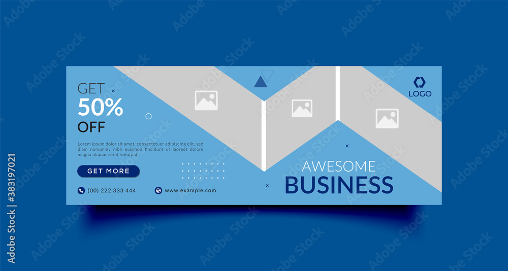 Wall mural business web ad banner and facebook cover page timeline template with photo place for advertising an