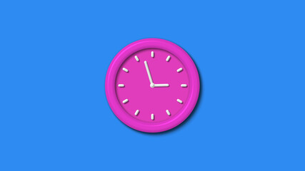 New pink color 3d wall clock icon on aqua background,3d wall clock
