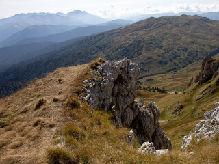Panorama of mountains in autumn ,a place of rest and travel in the bosom of nature in the...