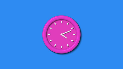 New pink color 3d wall clock icon on aqua background,3d wall clock