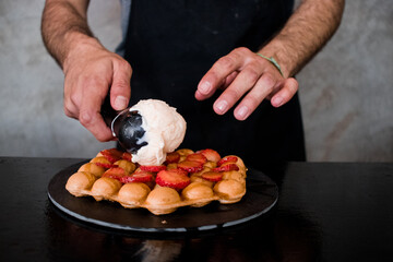 Bubble waffle con nieve