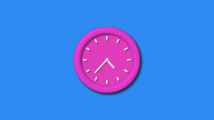 New pink color 3d wall clock icon on aqua background,3d wall clock