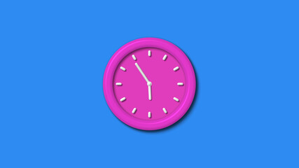 New pink color 3d wall clock isolated on aqua background,3d wall clock