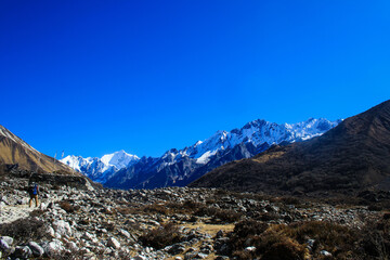 Fototapeta premium Glacier covering parts of mount Gangchenpo, Langtang Himal, Nepal.
